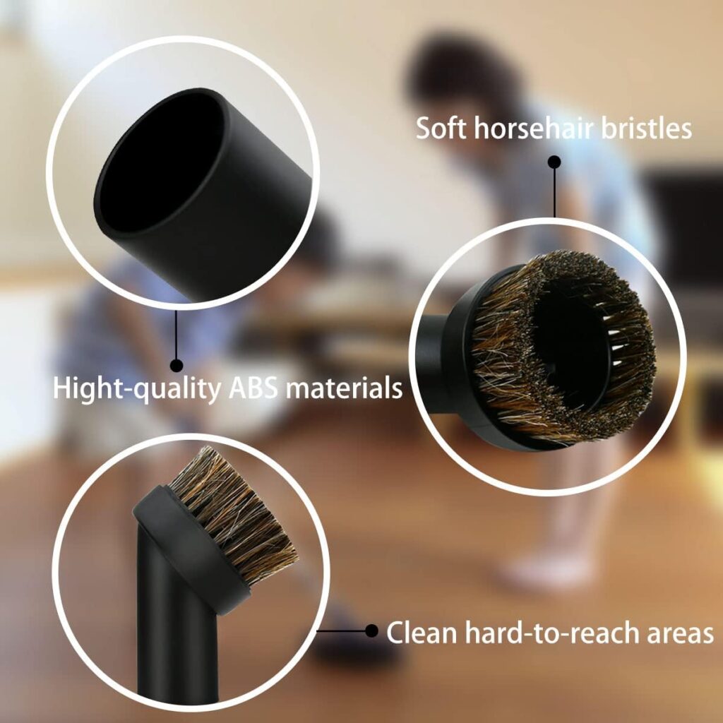 2 Pcs Black Round Dust Brush 1.25 Vacuum Hose 25mm Horse Hair for Most Vacuum Cleaners Accessories