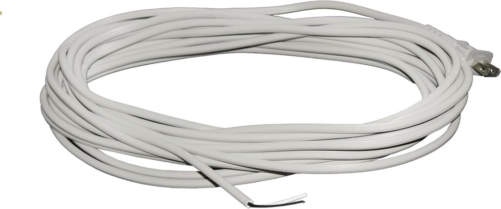 35ft Upright Vacuum Electric Power Supply Cord with Open End Striped Wire - 17/2 Gauge 12 Amp - Gray by LifeSupplyUSA