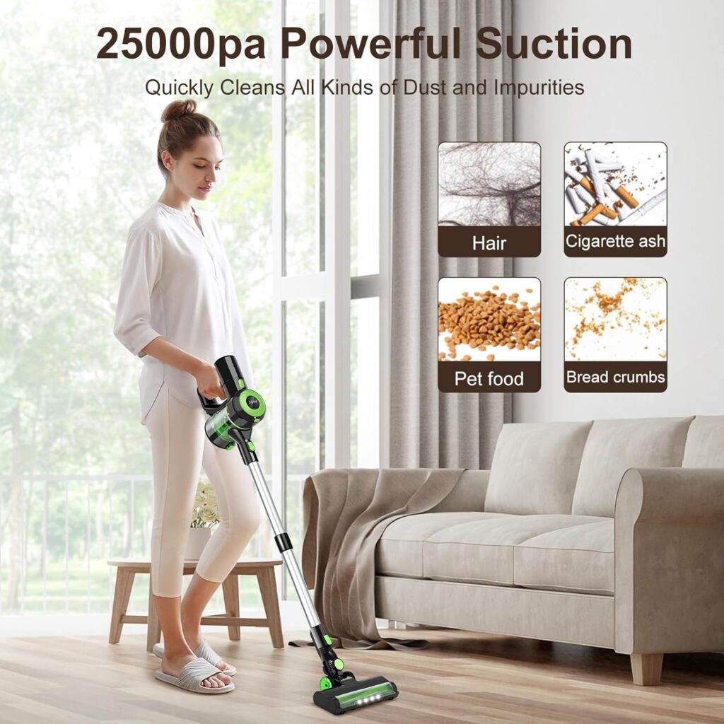 ABOFA Cleaner Cordless Vacuum, 8-in-1 Stick Vacuum Cleaner with Super Suction, 25Kpa Powerful Suction Vacuum with 45 Mins Runtime Detachable Battery, Vacuum Cleaners for Hardwood Floor Pet Hair，Blue