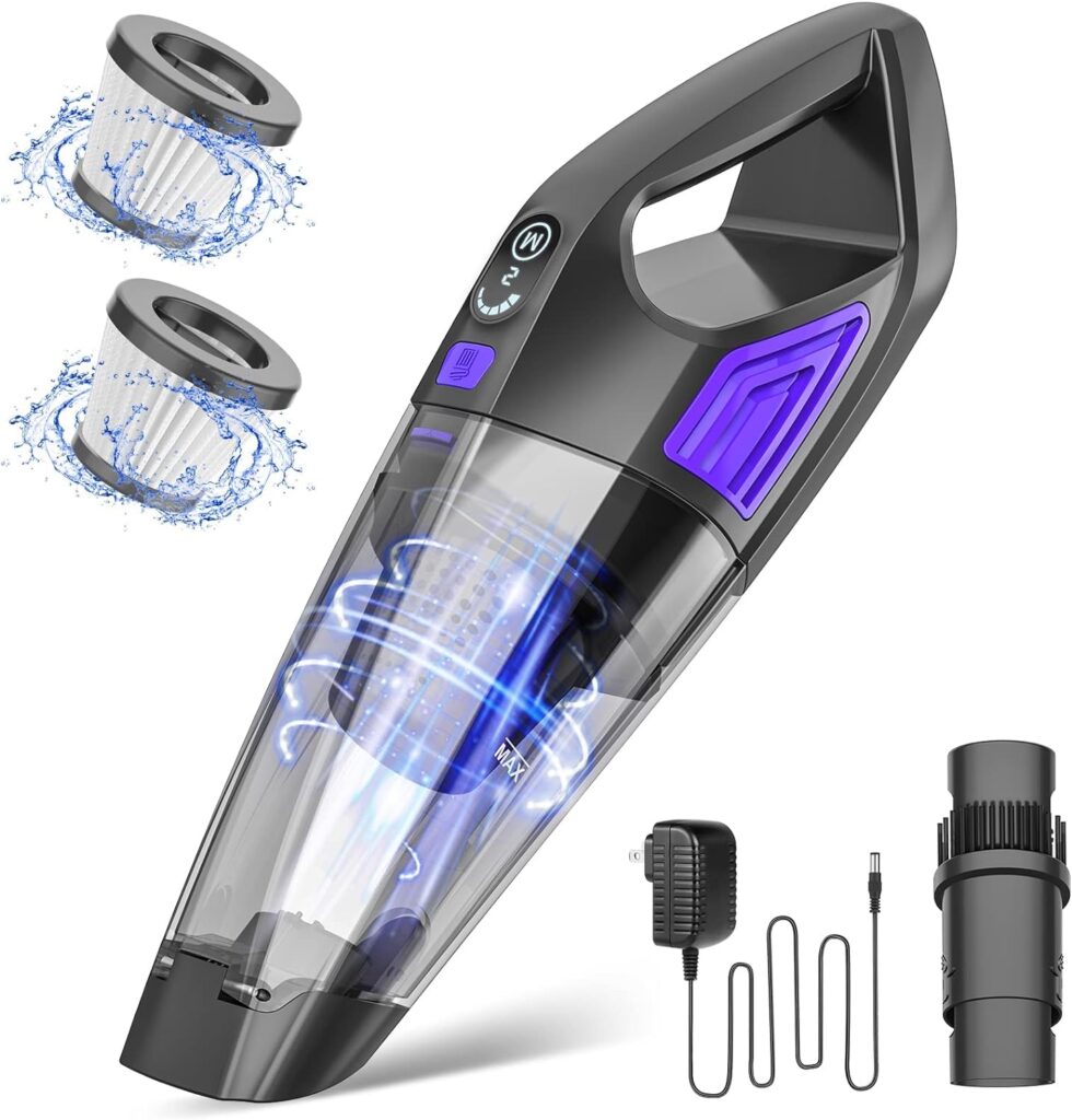 ATONEP Handheld Vacuum Cordless, 2-Speed Powerful Suction Car Hand Held Vacuum Cleaner with Large-Capacity Battery, Car Vacuum Cleaner Cordless for Pet Hair Keyboard Dust Office and Home Cleaning