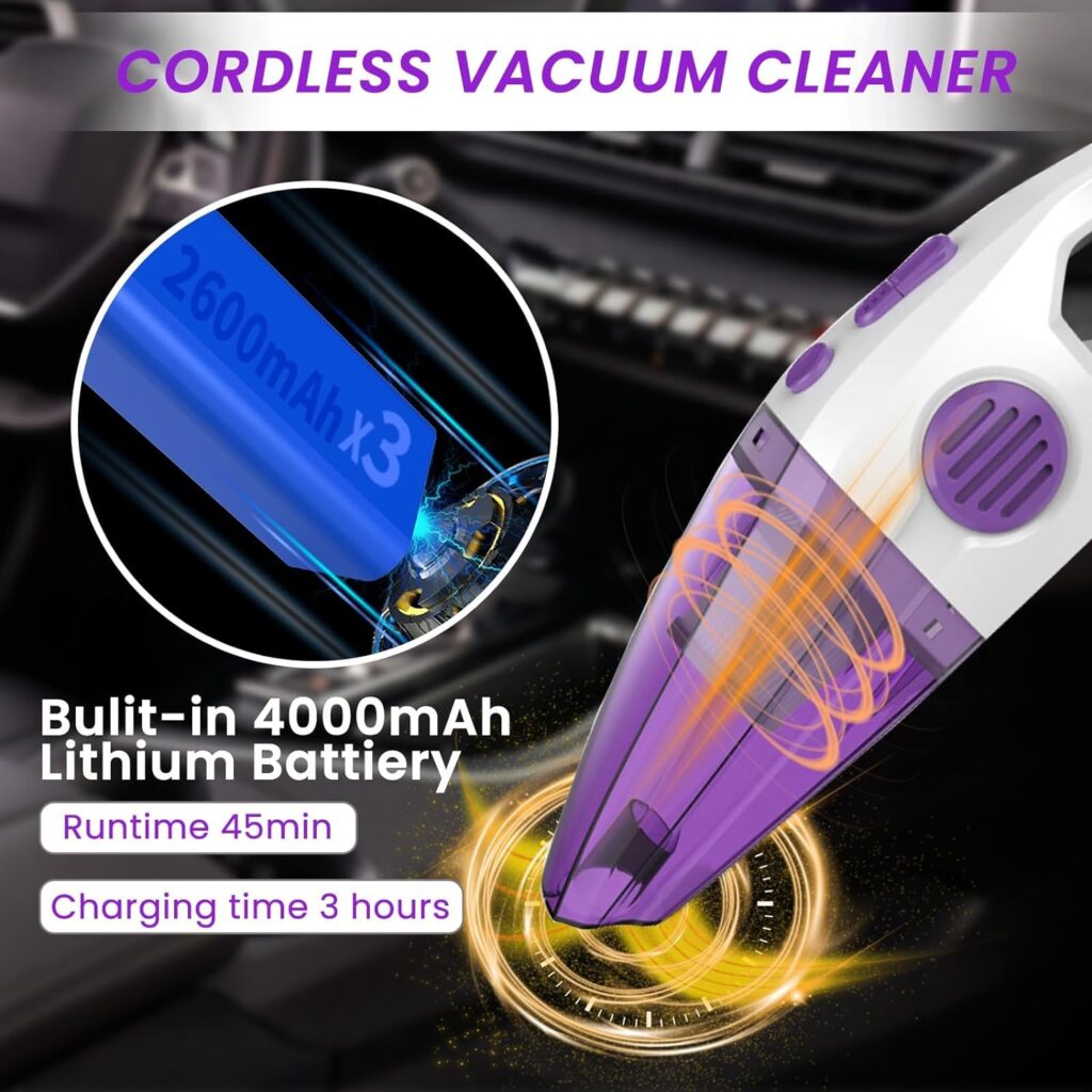 Atopskins 12000pa car Vacuum Portable Cordless Handheld Vacuum for Pet Hair Wireless Vacuum Cleaner with Low Noise,Car Vacuum Cordless Rechargeable,Portable Compressed Air Duster for Car and Home