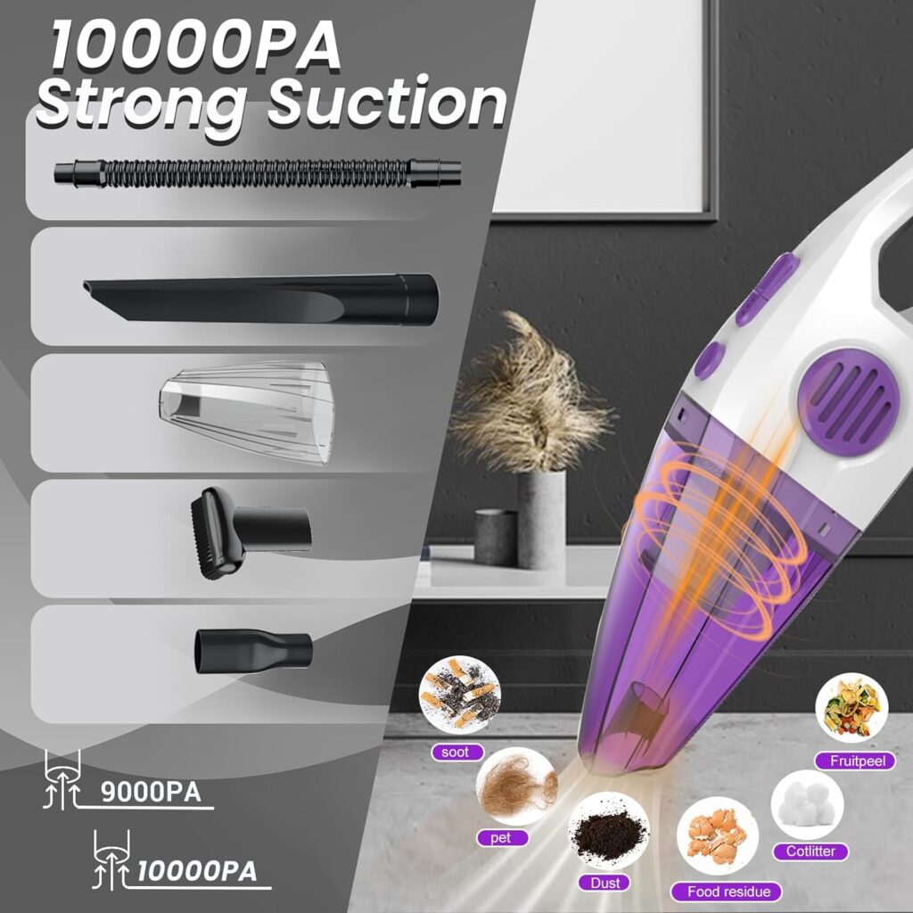 Atopskins 12000pa car Vacuum Portable Cordless Handheld Vacuum for Pet Hair Wireless Vacuum Cleaner with Low Noise,Car Vacuum Cordless Rechargeable,Portable Compressed Air Duster for Car and Home