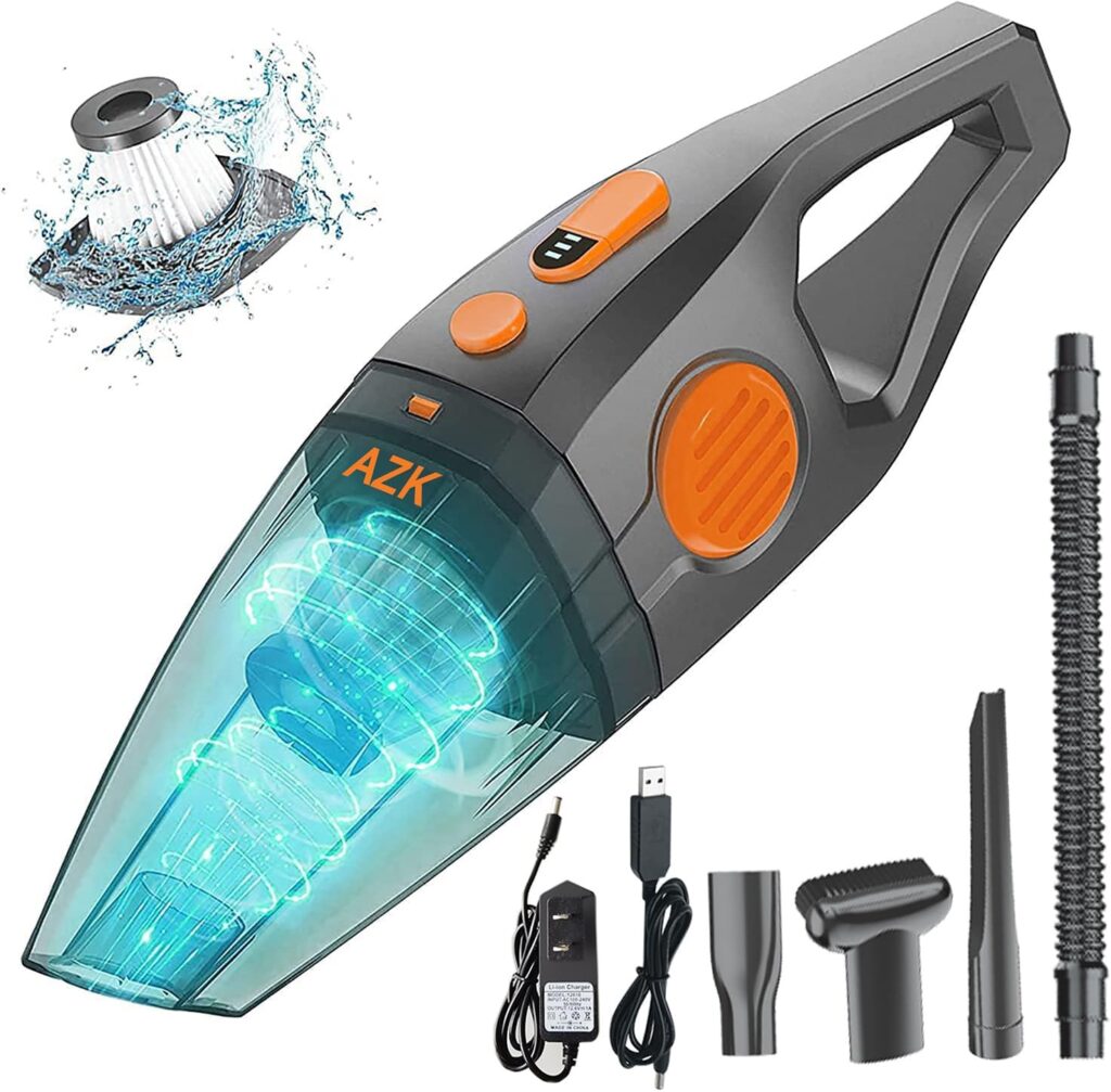 AZHZOLSK Dust Buster Upgrade Handheld Vacuum Cordless Rechargeable Handheld Vacuums 12000PA-14000PA High Power with Power Display for Car, Home, Office, Pet Hair Travel Cleaning Wet and Dry Use