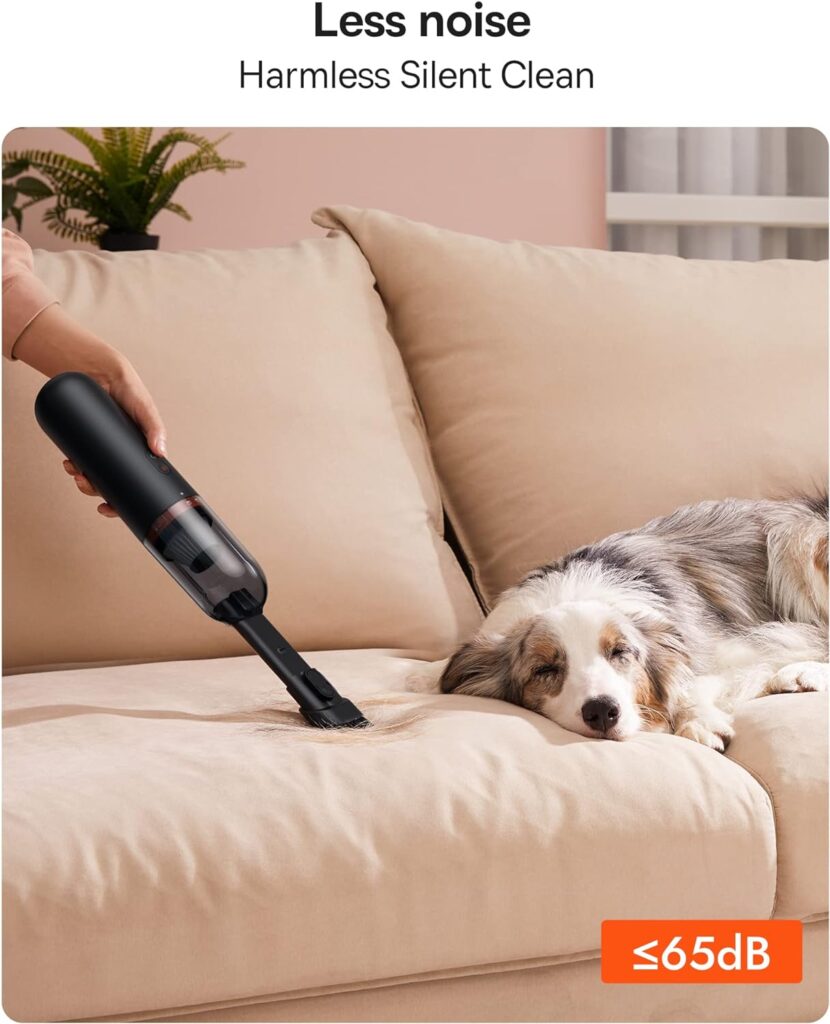 Baseus Handheld Vacuum Cleaner, Car Vacuum Cordless Rechargeable with Ultra Low Noise and 3H Type-C Fast Charging, Mini Portable Hand Held Vacuum Small Vac for Dog Hair,Keyboard,Car A2 Pro