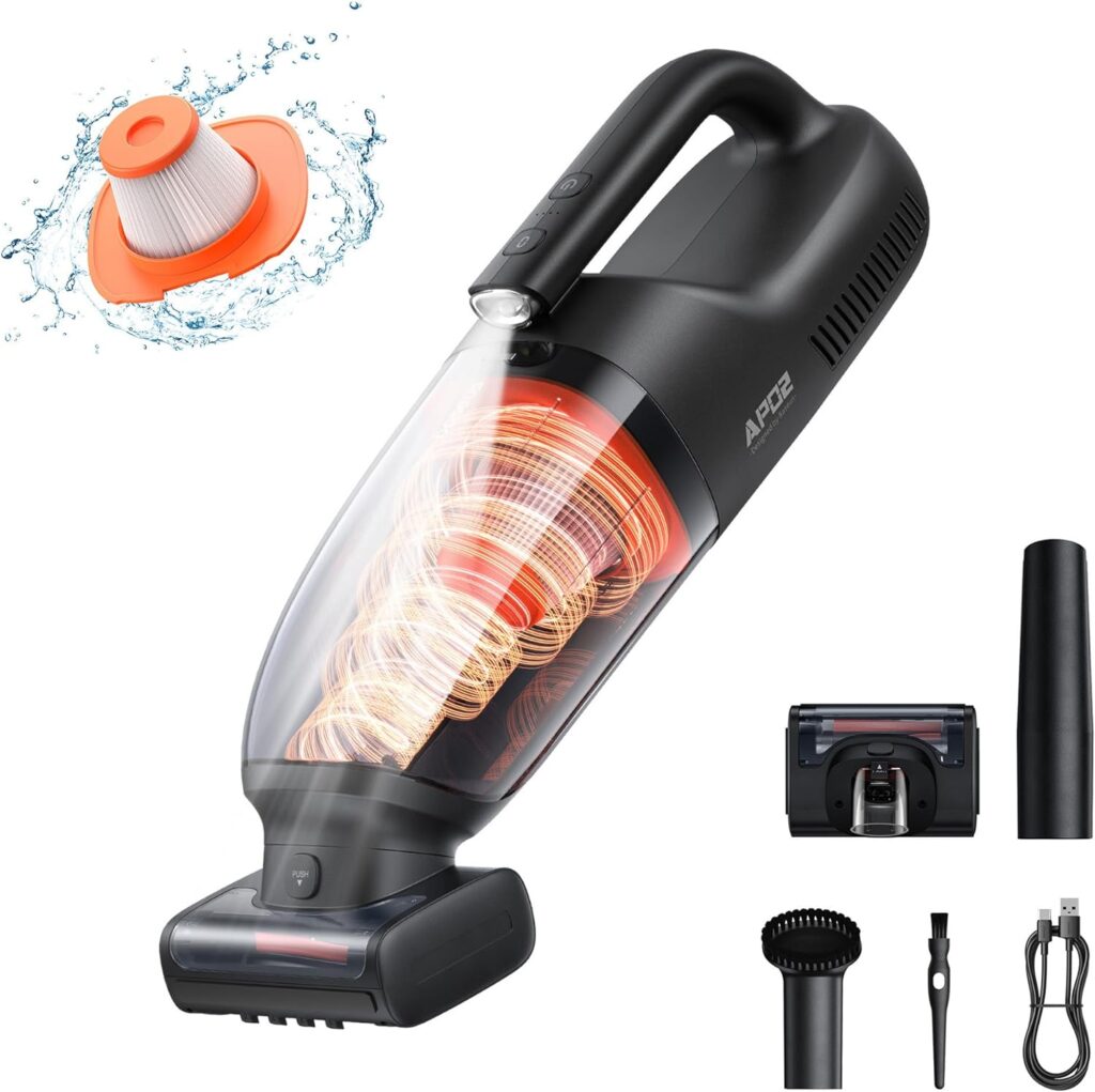 Baseus Handheld Vacuum Cordless, 160W Pet Hair Vacuum, Car Vacuum Cleaner with LED Light and 10000mAh Battery, Rechargeable Portable Vac for Car Home RV Carpet Couch Stair, No Entanglement (AP02)