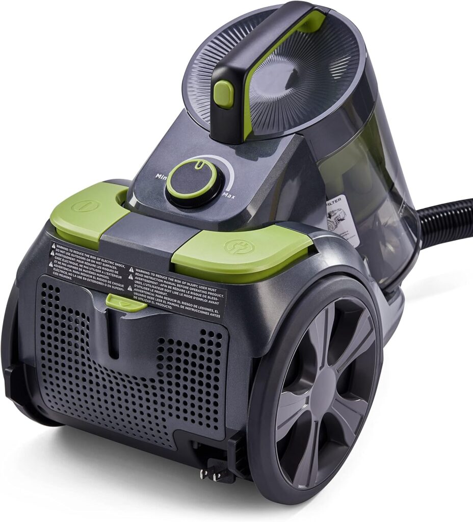 BLACK+DECKER Bagless Canister Multi-Cyclonic Vacuum Cleaner with Anti-Allergen HEPA Filter, Corded 1,200 Watt Motor with Adjustable Suction, Large Cap.(3L)  Multiple Attachments, Gray (BDXCAV217G)