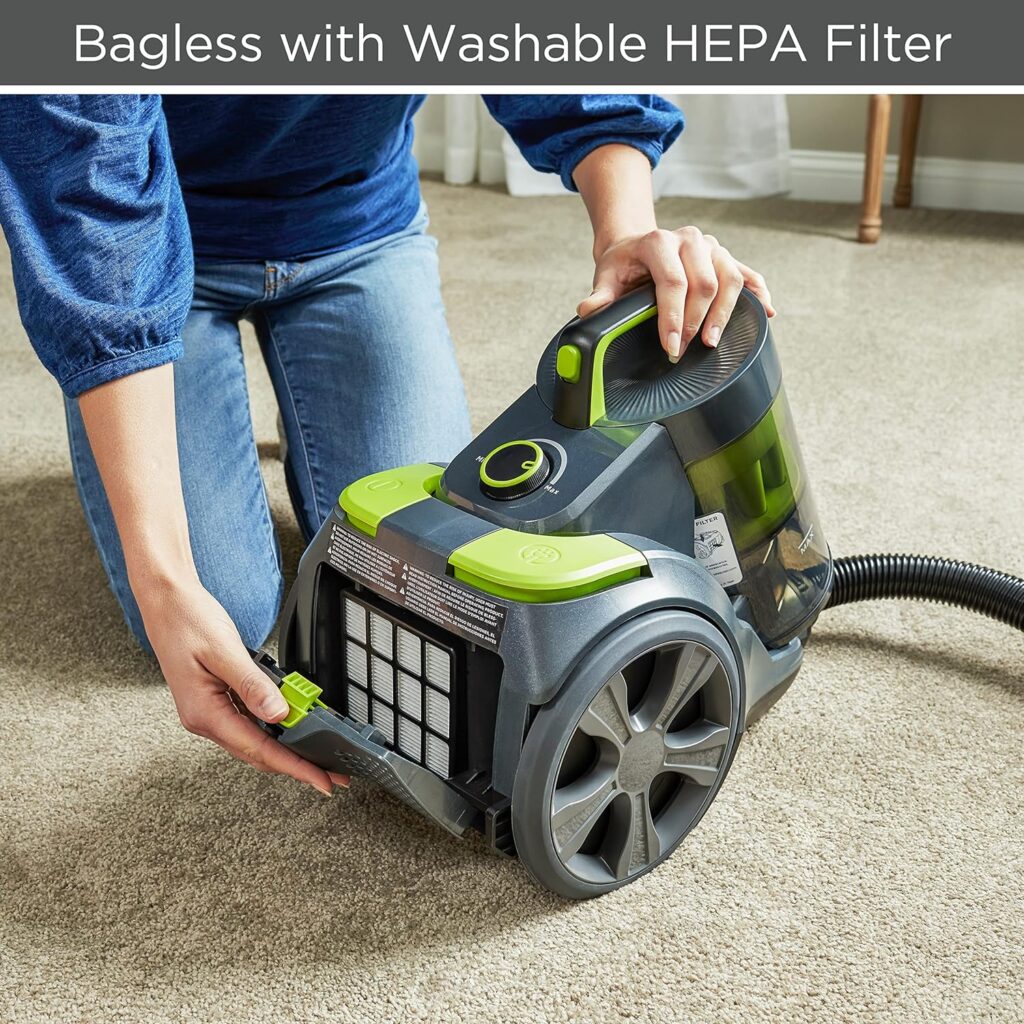 BLACK+DECKER Bagless Canister Multi-Cyclonic Vacuum Cleaner with Anti-Allergen HEPA Filter, Corded 1,200 Watt Motor with Adjustable Suction, Large Cap.(3L)  Multiple Attachments, Gray (BDXCAV217G)