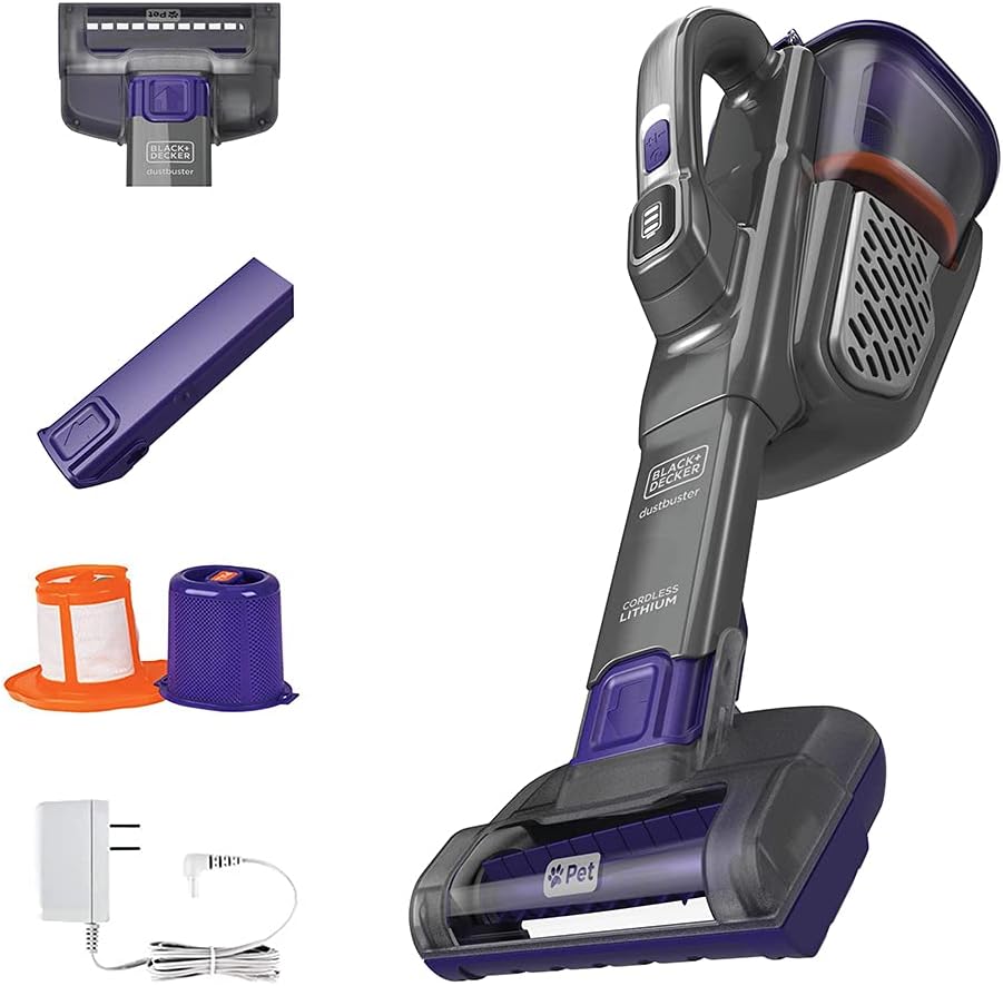 BLACK+DECKER Furbuster Handheld Vacuum for Pets, Cordless, AdvancedClean+, Gray (HHVK515JP07)