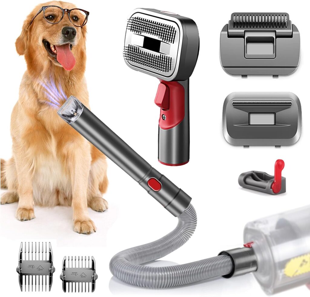 BTD-DARBY Dog Pet Grooming Attachment Kit for Dyson Vacuum V7 V8 V10 V11 V12 V15 Only,Dog Clippers for Grooming with Deshedding Brushes Attachment Tools for Dogs Cats Shedding 4 in 1 Brushes