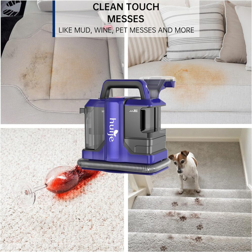 Carpet Cleaner Machine,Huije 450W 3 in 1 Portable Pet Pro Carpet Cleaner,15Kpa Spot Pro Cleaner with Tough Stain ToolWide Path Tool,Upholstery Cleaner for Furniture,Pet Stain,Car,16.4ft Power Cord