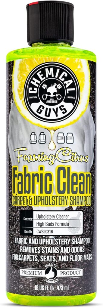 Chemical Guys CWS20316 Foaming Citrus Fabric Clean Carpet  Upholstery Cleaner (Car Carpets, Seats  Floor Mats), Safe for Cars, Home, Office,  More, 16 fl oz, Citrus Scent