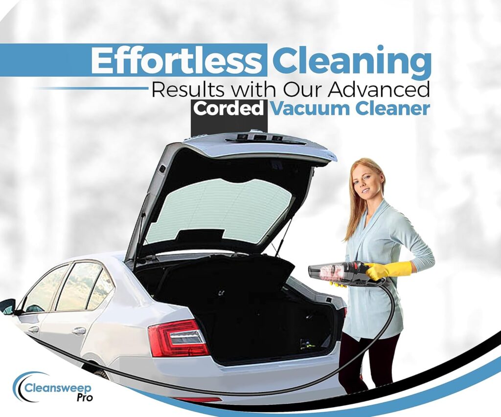 Cleansweep Hand held Vacuum with Brush | 9KPa Powerful-Suction Corded Car Vacuum with 2 Reusable Filters, 16 Ft Cord  Bag | Portable Vacuum Cleaner for Car | Mini Car Vacuum Cleaner