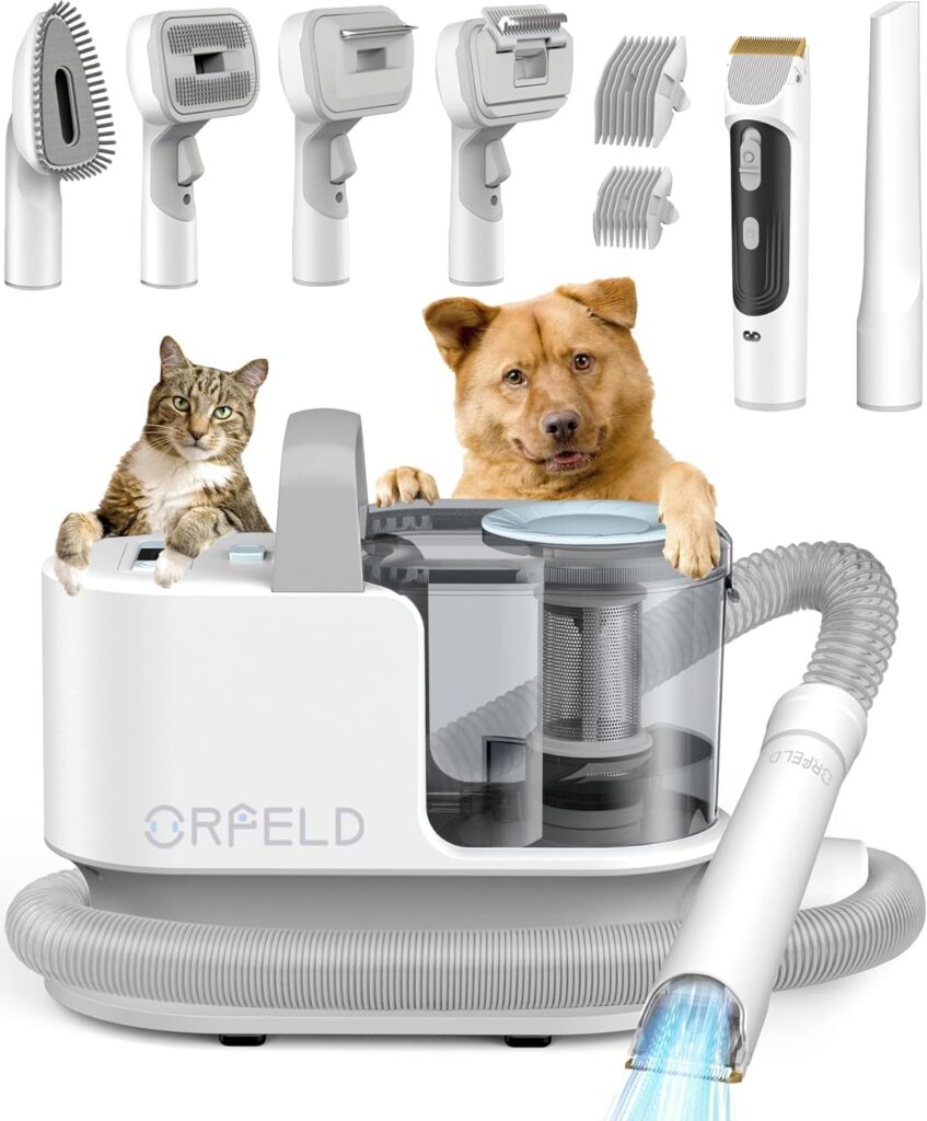 Dog Clipper Grooming Kit,Pet Grooming Vacuum Suction 99% Pet Hair,Low Noise Dog Grooming Vacuum for Shedding with 2.5 L Large Dust Cup,6 Grooming Tools, Dog Vacuum Groomer for Dogs Cats Animals