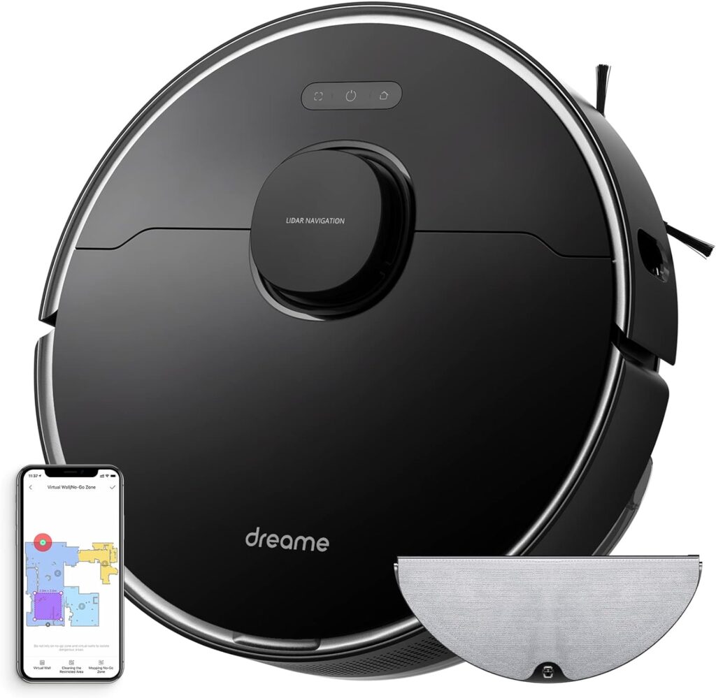 Dreametech L10 Pro Robot Vacuum and Mop, 4000Pa Strong Suction, 2.5h Runtime, Works with Alexa/Google Home/APP, 3D Obstacle Avoidance, Superb LiDAR Navigation, Ideal for Pet Hair, Carpets, Hard Floor