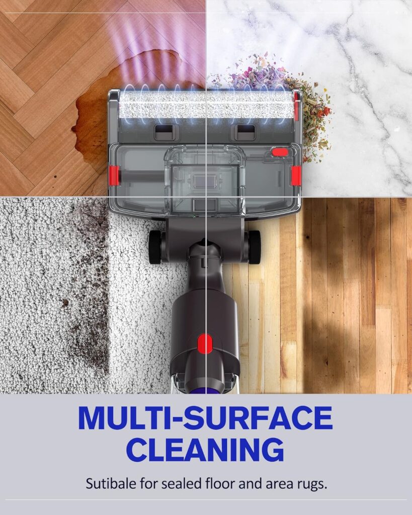 Electric Wet Dry Mopping Head for Dyson V15 V8 V7 V10 V11 Vacuum Cleaner, Automatic Cleaning Roller Brush for Hard Floors and Area Rugs, Great for Sticky Messes and Pet Hair