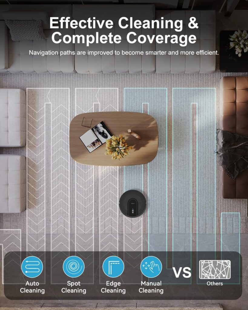 Enboya D60+ Robot Vacuum Cleaner with Self-Empty Base, Stores up to 60 Days of Dust, Powerful 5000Pa Suction, Wi-Fi/App/Alexa Control, Robotic Vacuum Ideal for Hard Floors,Carpets and Pet Hair