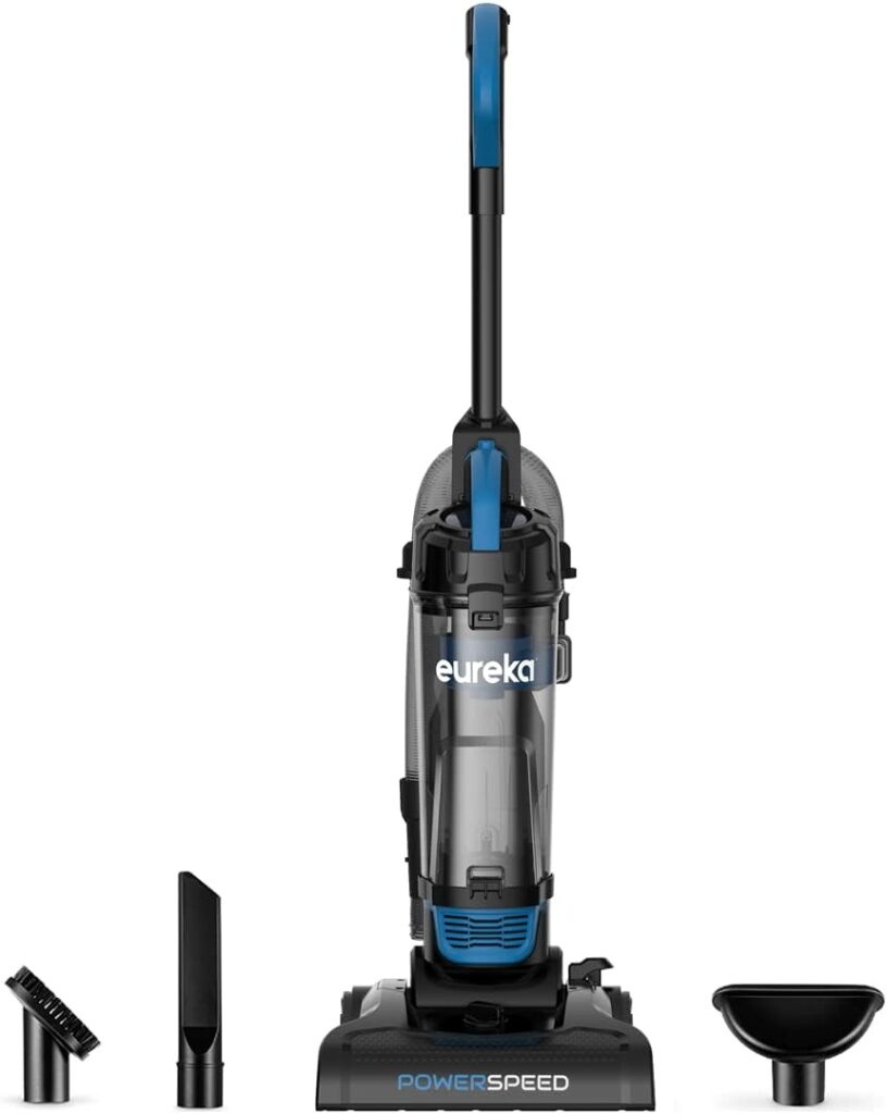 EUREKA PowerSpeed Upright Cleaner Carpet and Floor Lightweight Powerful Bagless Vacuum, NEU185 w/Washable Filter, Black