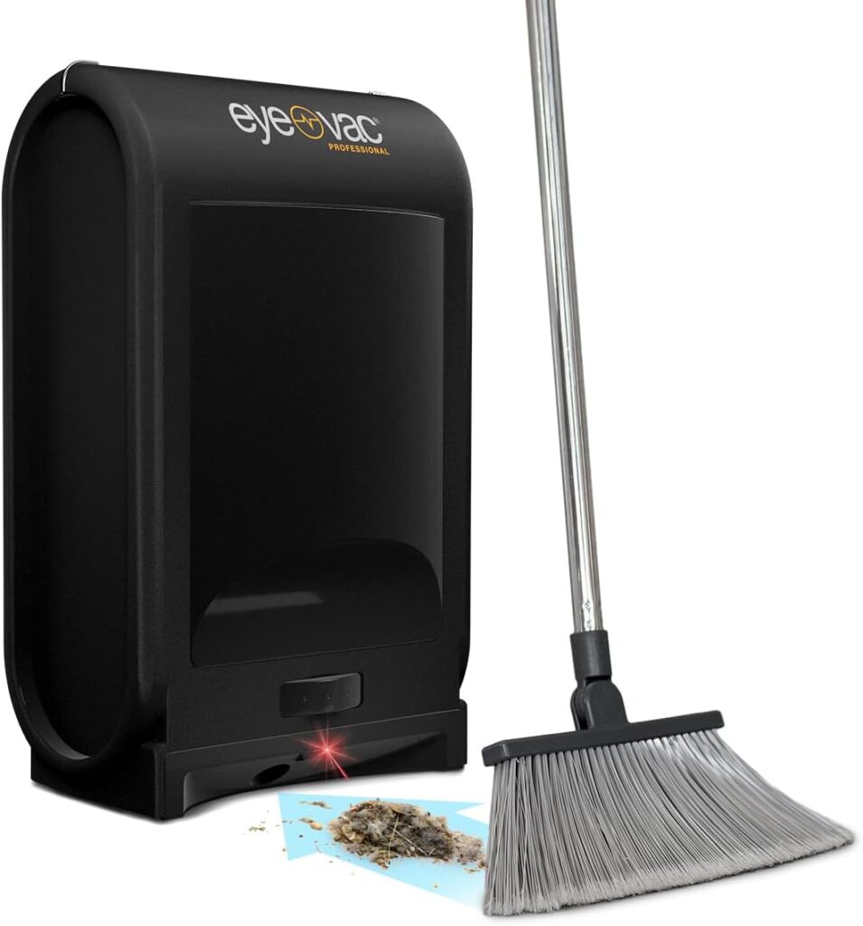 EyeVac Pro Touchless Vacuum Automatic Dustpan - Ultra Fast  Powerful - Great for Sweeping Salon Pet Hair Food Dirt Kitchen, Corded Canister Vacuum, Bagless, Automatic Sensors, 1400 Watt (Black)