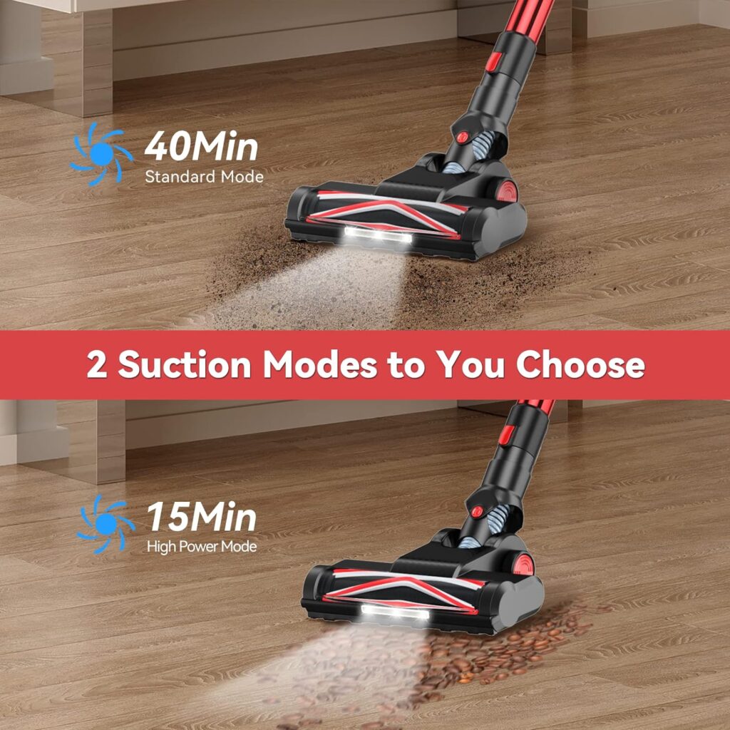 FirstLove Cordless Vacuum Cleaner, 25KPa Powerful Suction Stick Vacuum Cleaner Cordless with Detachable Battery, Lightweight Wireless Vacuum Cleaner for Carpet and Hardfloor…