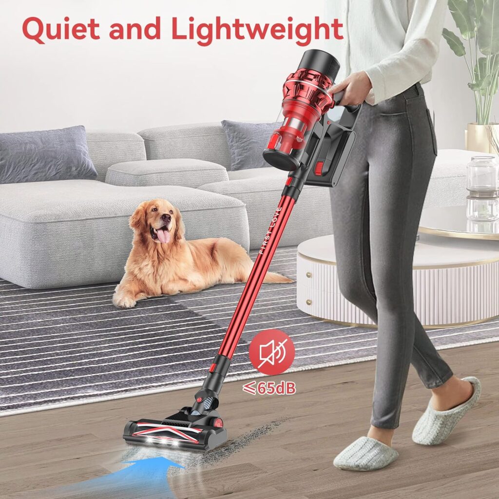 FirstLove Cordless Vacuum Cleaner, 25KPa Powerful Suction Stick Vacuum Cleaner Cordless with Detachable Battery, Lightweight Wireless Vacuum Cleaner for Carpet and Hardfloor…