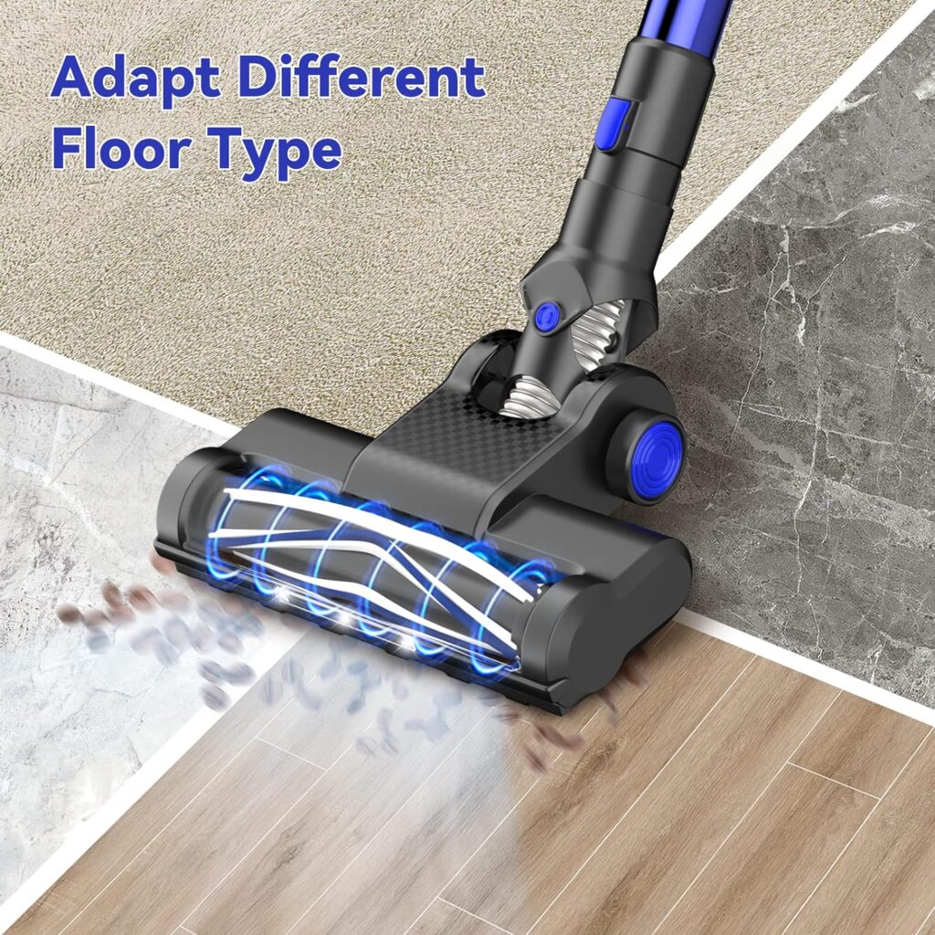 FirstLove Cordless Vacuum Cleaner - 6 in 1 Stick Vacuum for Pet Hair Carpet Hard Floor with Rechargeable Detachable Battery-Bright Blue