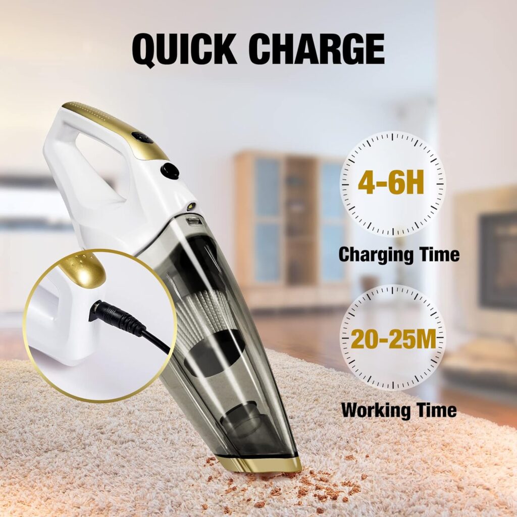 Fityou Handheld Vacuum Cleaner Cordless, Rechargeable (USB Charge), Powerful Suction Cleaner, Portable Hand Vacuum for Pet Hair Home and Car Cleaning, Wet  Dry