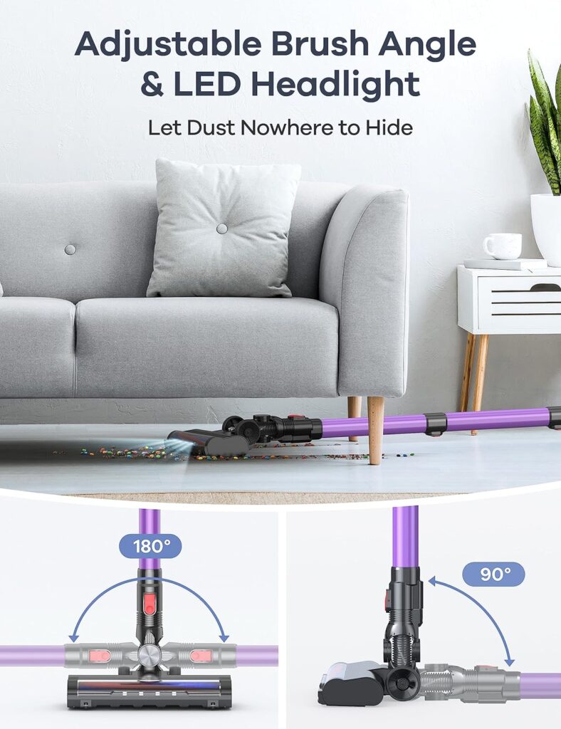 Ganiza Wireless Vacuum, 35KPa Cordless Vacuum Cleaner with LED Display, Detachable Battery Max Up to 45 Mins Runtime, 350W Lightweight Stick Vacuum for Hard Floor/Carpet/Pet Hair