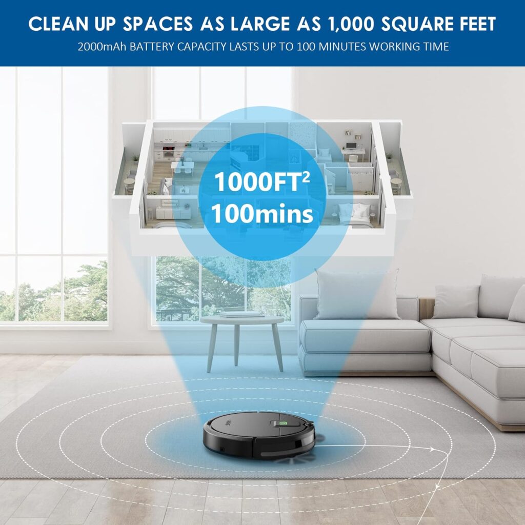 HiKiNS Robot Vacuum Cleaner - Automatic Self-Charging Robotic Vacuum, Strong Suction, Ideal for Hard Floors  Carpet, Tangle-Free, Quiet Operation, Ultra Slim - Perfect for Pet Hair