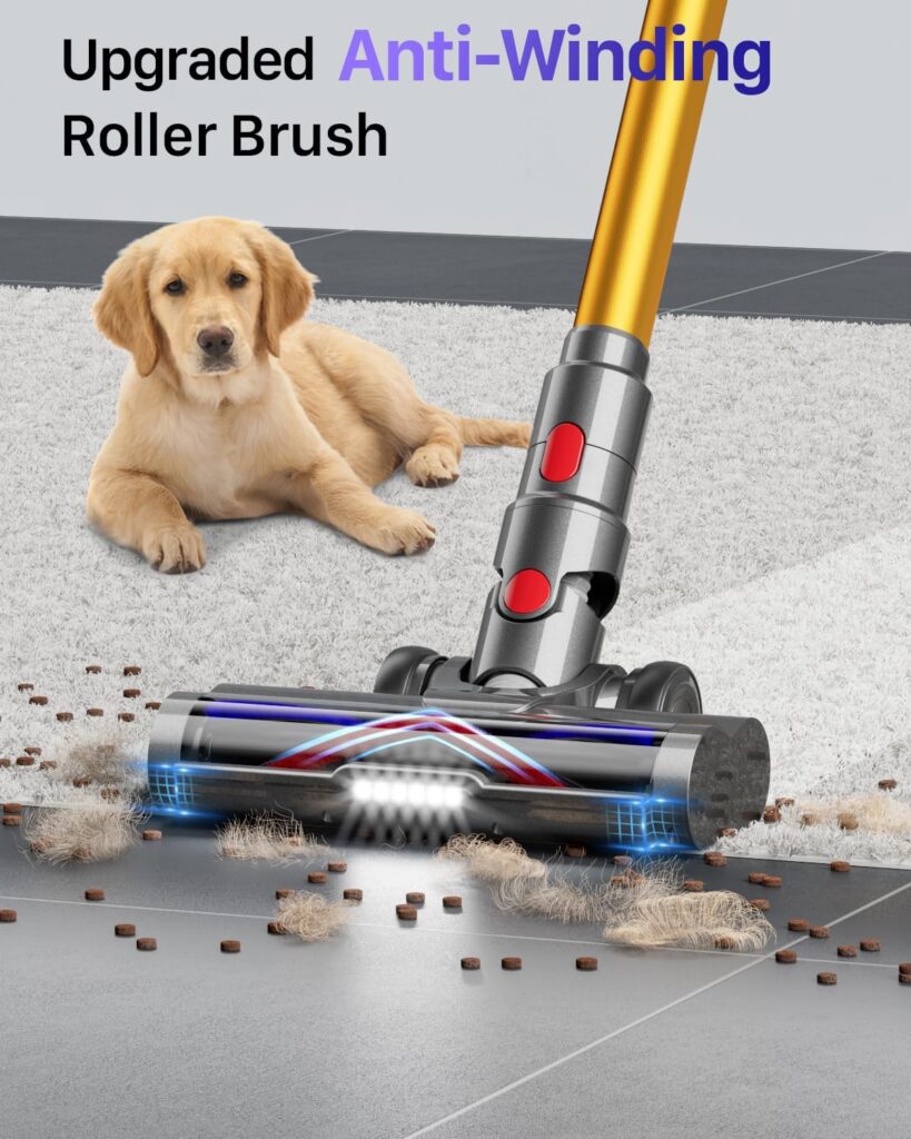 HOMPANY Cordless Vacuum Cleaner, 500W/40Kpa Stick Vacuum with Touch Screen, Max 60 Mins Runtime, Anti-Tangle Vacuum Cleaner for Home, 2023 Latest Motor Vacuum for Pet Hair/Carpet/Hard Floor