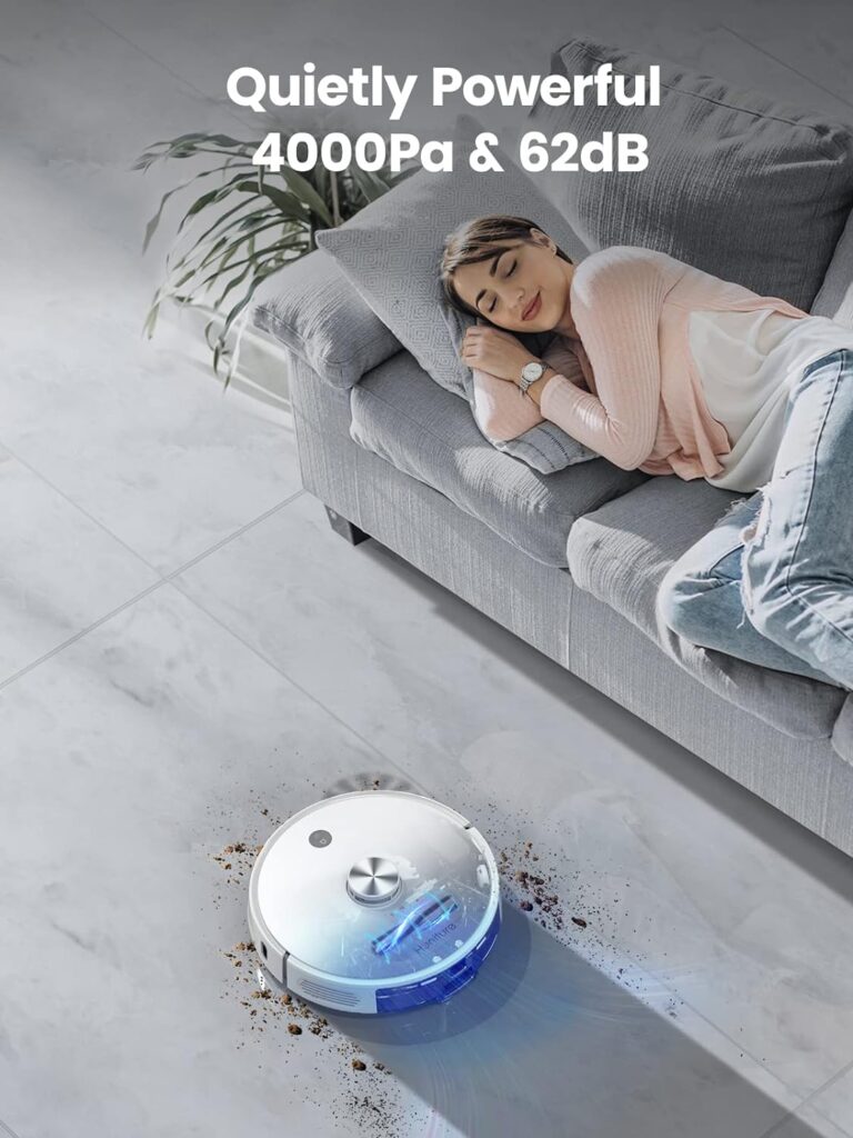 HONITURE Robot Vacuum Cleaner, G20 Robot Vacuum and Mop Combo 3 in 1, 4000pa Strong Suction, Self-Charging, AppRemoteVoice Control, Compatible with Alexa, Ideal for Carpet, Hard Floor, Pet Hair.