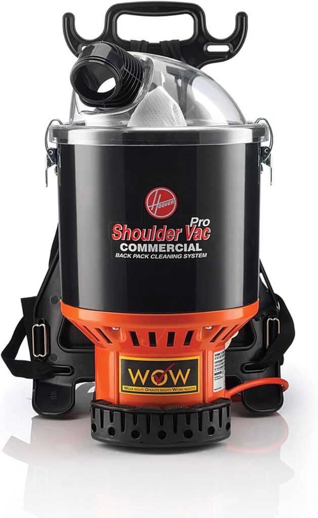 Hoover Commercial Lightweight Backpack Baggged Vacuum Cleaner, Lightweight, For Carpet and Hard Floors, C2401,Black