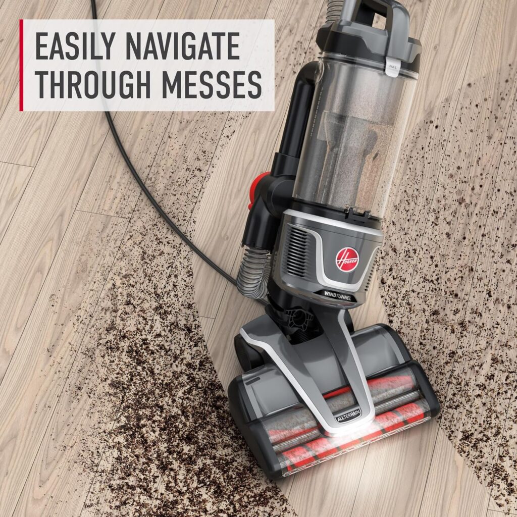 Hoover WindTunnel All-Terrain Dual Brush Roll Upright Vacuum Cleaner, UH77200V, Silver