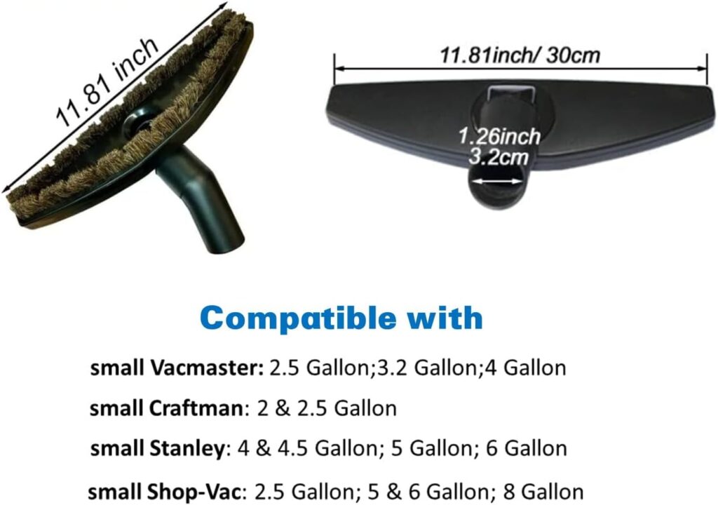 Horsehair Hardfloor Attachment for Wood and Tile Floors plus Vacuum Hose Adapter Compatible with Most Vacuum Cleaners Vacuum Attachments Accessories- Small Shop Vac Adapter - Hardwood Floor Attachment