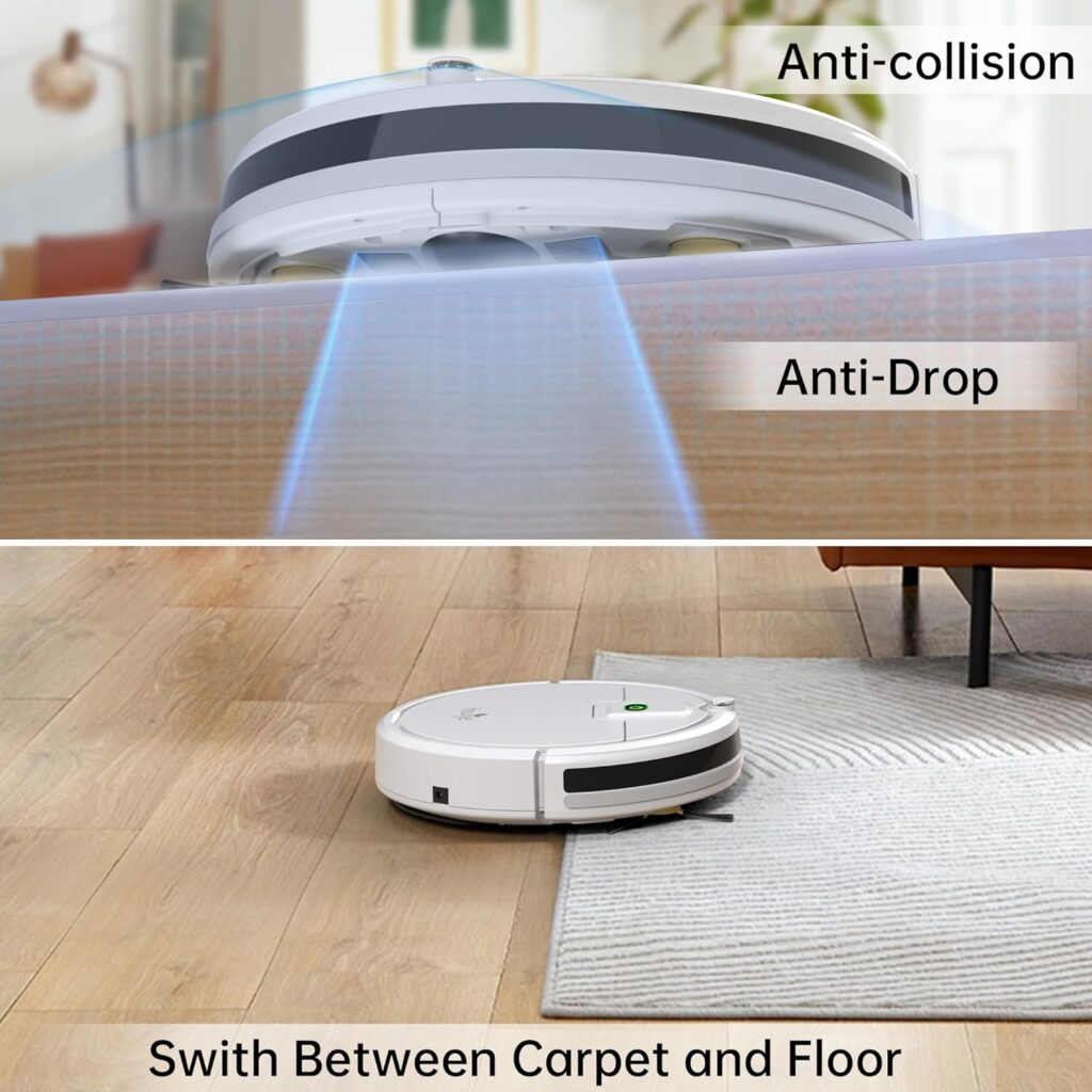 Huije Auto Self Charging Robot Vacuum Cleaner, 2000Pa Super Thin Robotic Vacuum,120Mins Max,Tangle Free,Quiet Cleaning Robot Vacuum for Pet Hairs,Dust,Hardwood Floors  Carpets