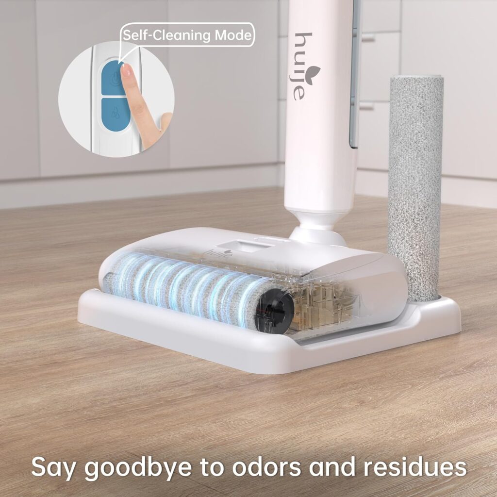 Huije Wet Dry Vacuum Cleaner, Cordless Lightweight Vacuum Mop with Smart Digital Display,Up to 60 Mins,All in One Powerful One-Step Self-Cleaning Electric Mop Floor Cleaner