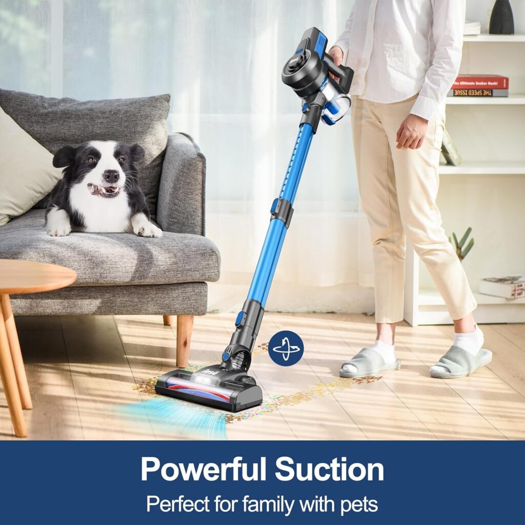 INSE Cordless Vacuum Cleaner, 6-in-1 Rechargeable Stick Vacuum, Powerful Battery Vacuum with 2200m-Ah Up to 45 Mins Runtime, Lightweight Handheld Vacuum Cleaner for Carpet and Floor Pet Hair