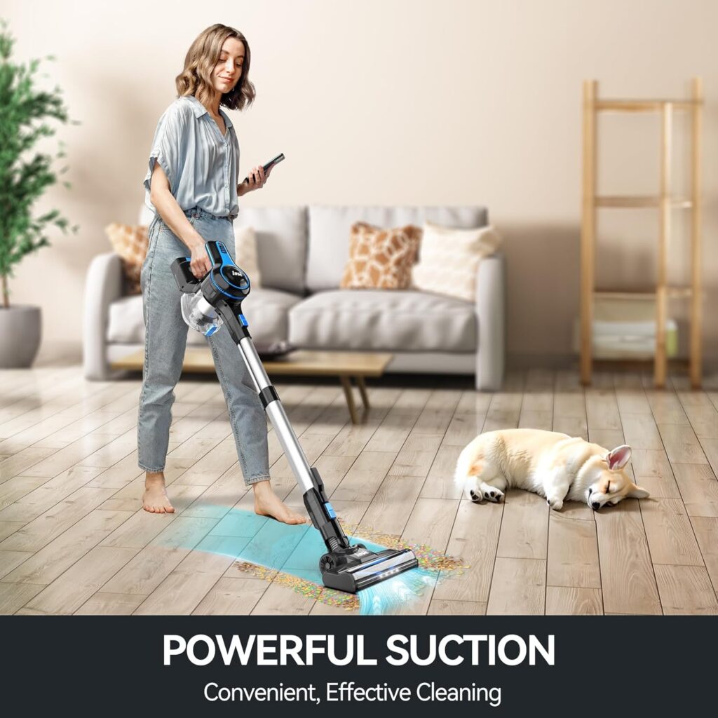 INSE Cordless Vacuum Cleaner, 6-in-1 Rechargeable Stick Vacuum with 2200 m-A-h Battery, Powerful Lightweight Cordless Vacuum Cleaner, Up to 45 Mins Runtime, for Home Hard Floor Carpet Pet Hair-N5T