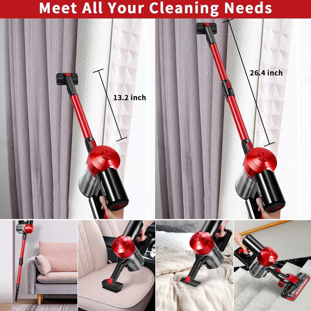 iwoly Cordless Vacuum Cleaner Rechargeable with 2200mAh Detachable Battery, 18000Pa Cyclone Vacuum with HEPA Filter, Lightweight Portable Handheld Stick Vacuum for Hard Floor Car Cleaning