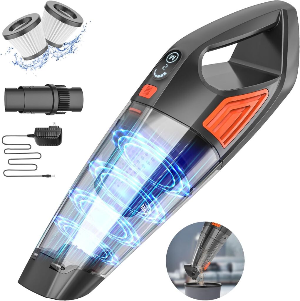 Jeshow Handheld Vacuum Cordless Car Vacuum, Dust Buster Hand Vcauum Rechargeable with Large-Capacity Battery, Lightweight Rechargeable Powerful Portable Vacuum for Car, Home and Pet Hair