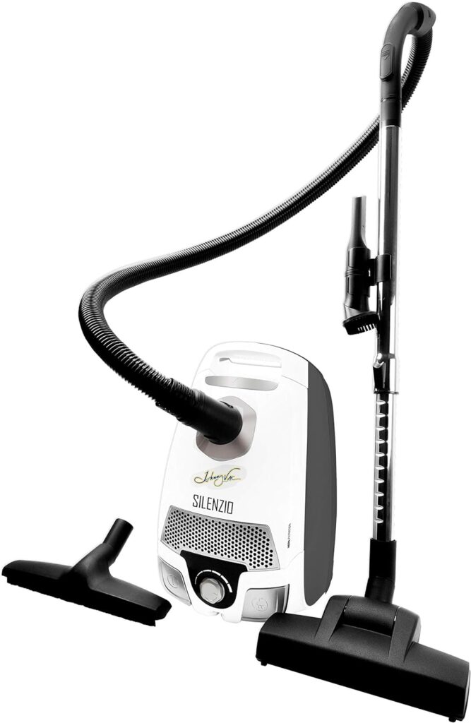 Johnny Vac Canister Vacuum Silenzio - HEPA Filtration - HEPA Bag - Wessel-Werk Turbo Air Nozzle - Telescopic Handle - Set of Brushes