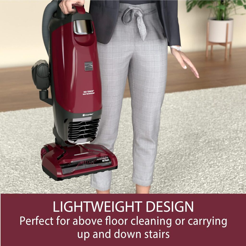 Kenmore BU3040 Intuition Lite Bagged Upright Vacuum Lightweight Cleaner 2-Motor Power Suction with HEPA Filter, 3-in-1 Combination Tool, Handi-Mate for Carpet, Floor, Pet Hair, Red W/No Lift-up