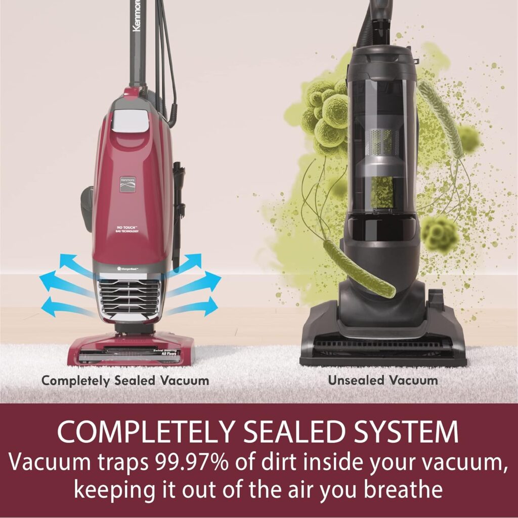 Kenmore BU4018 Intuition Bagged Upright Vacuum Lift-Up Carpet Cleaner 2-Motor Power Suction with HEPA Filter,3-in-1 Combination, Upholstery Tool for Hardwood Floor, Pet Hair, Purple