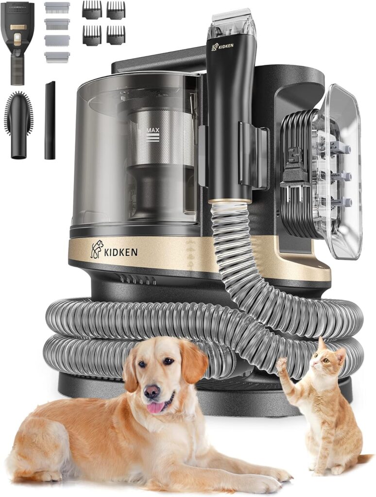 Kidken P3 Pro Pet Grooming Vacuum Suction, Low Noise Dog Kit  Suction 99% Hair, 3.3L Large Electric Clippers with Tools for Dogs Cats and Other Animals