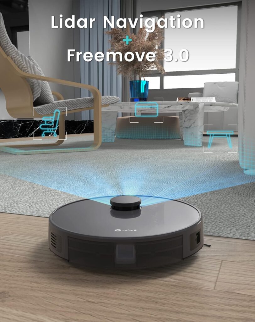 Lefant Lidar Robot Vacxuum and Mop, No-go Zone, WiFi/App/Alexa Control, Precise Mapping, 4000Pa Suction, 150 Min Runtime, Self-Charging Robot Vacuum, Ideal for Medium Carpet, Hard Floor, Pet Hair(M1)