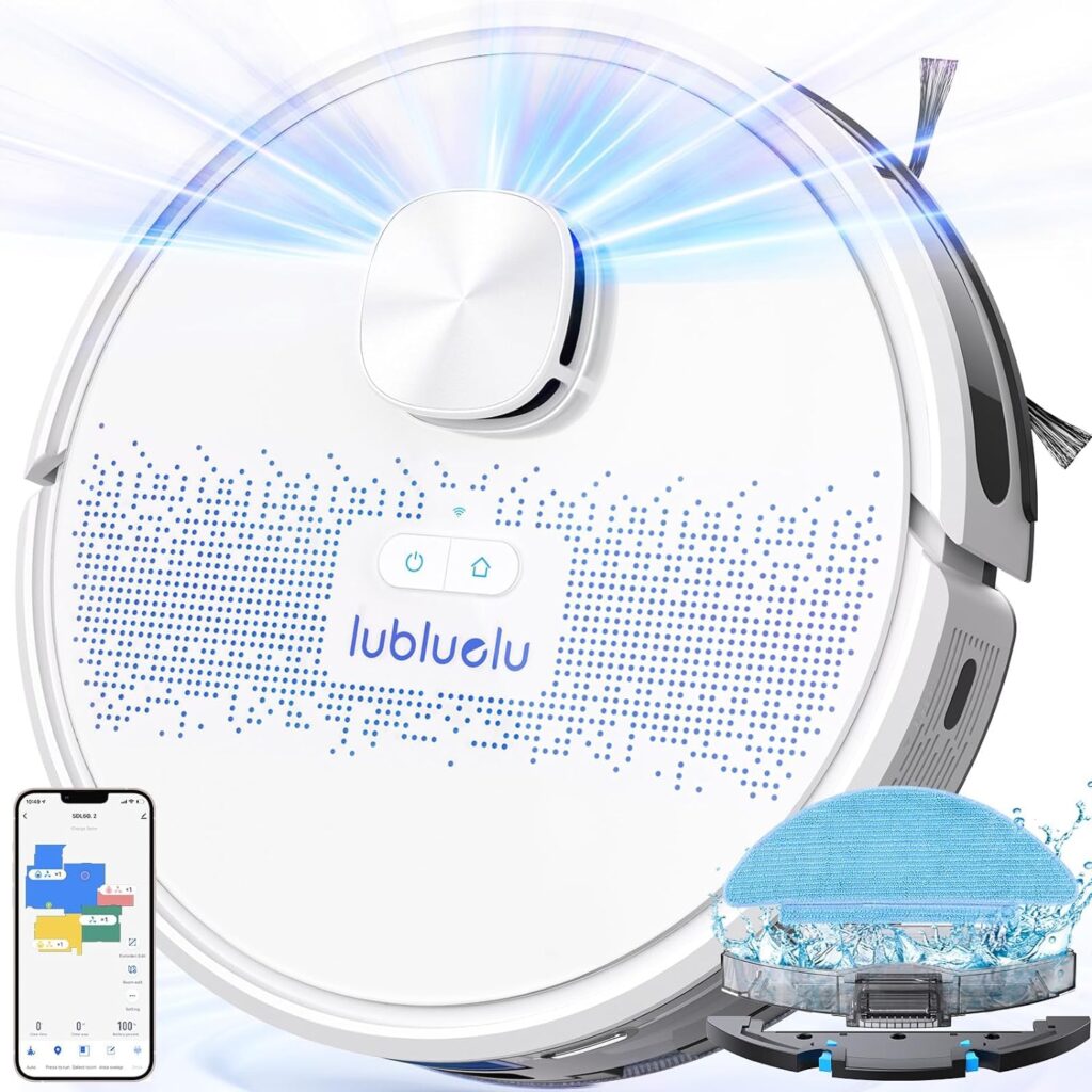 Lubluelu Robot Vacuum and Mop Combo 4000Pa, 2 in 1 Robotic Vacuum Cleaner, LiDAR Navigation, 5 Smart Mappings,10 No-go Zones, App/Alexa/WiFi, Laser Vacuum Robot for Pet Hair, Carpet, Hard Floor