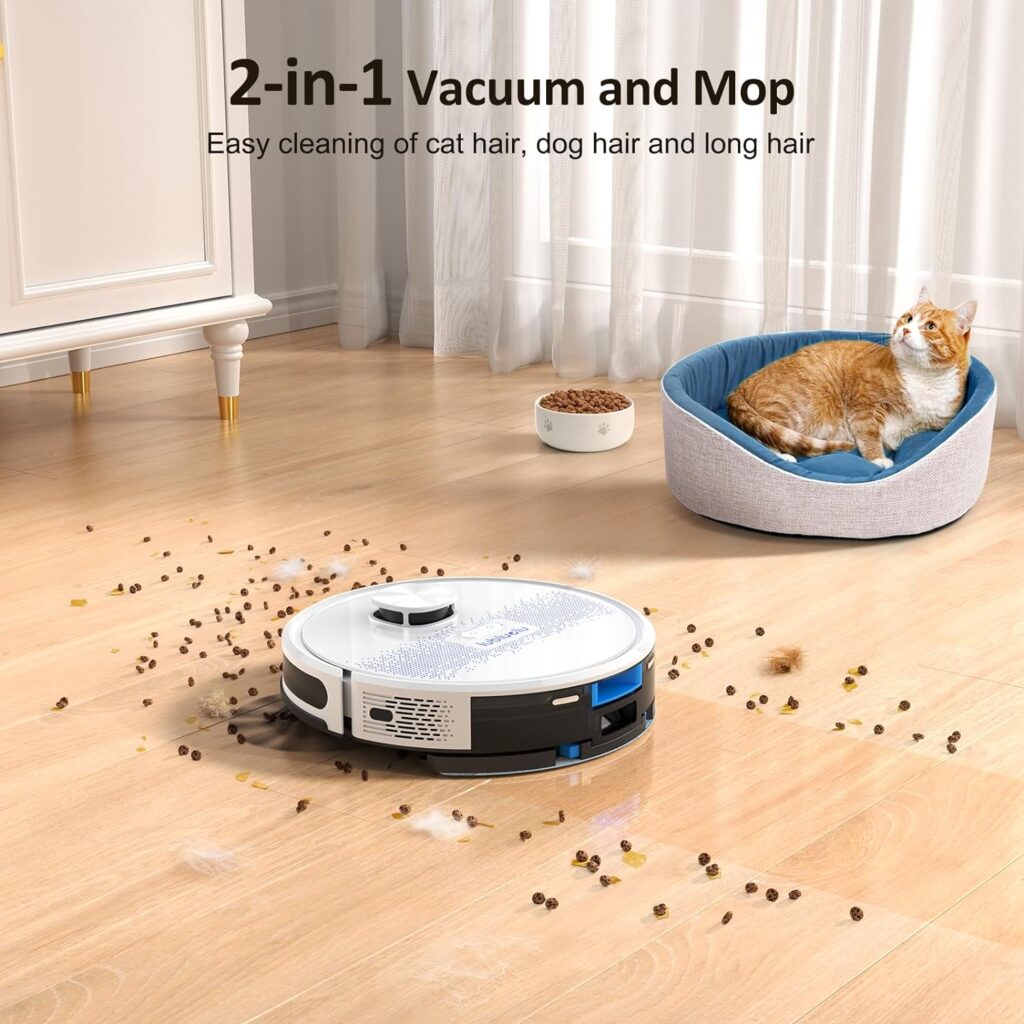 Lubluelu Robot Vacuum and Mop Combo 4000Pa, 2 in 1 Robotic Vacuum Cleaner, LiDAR Navigation, 5 Smart Mappings,10 No-go Zones, App/Alexa/WiFi, Laser Vacuum Robot for Pet Hair, Carpet, Hard Floor