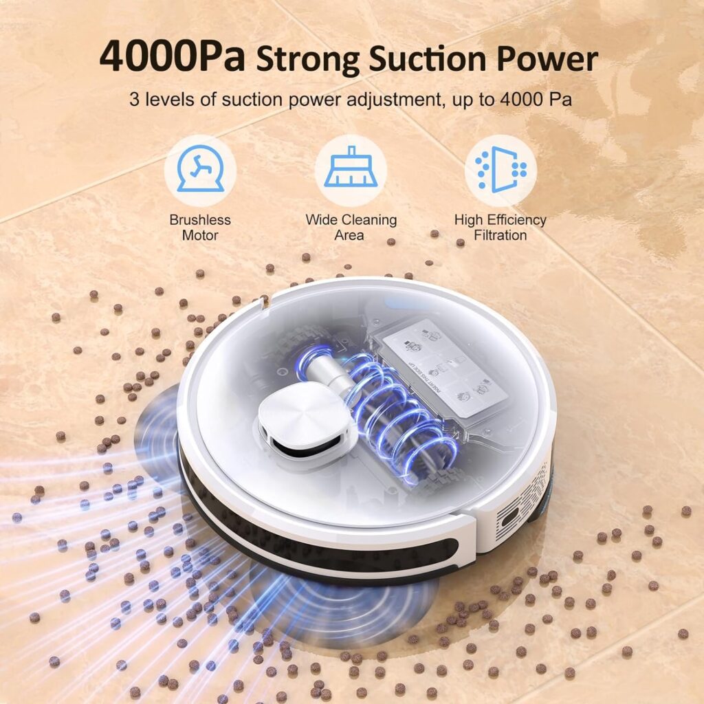 Lubluelu Robot Vacuum and Mop Combo 4000Pa, 2 in 1 Robotic Vacuum Cleaner, LiDAR Navigation, 5 Smart Mappings,10 No-go Zones, App/Alexa/WiFi, Laser Vacuum Robot for Pet Hair, Carpet, Hard Floor