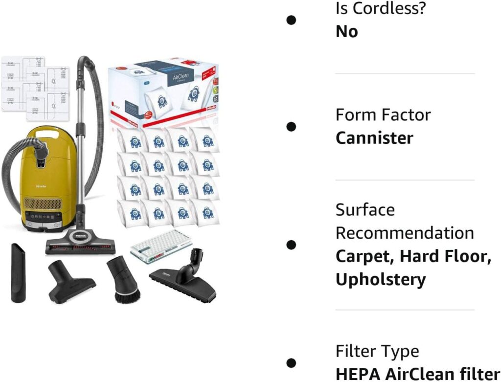 Miele Complete C3 Calima Canister HEPA Vacuum Cleaner + STB 305-3 Turbobrush Bundle - Includes Performance Pack 16 Type GN AirClean Genuine FilterBags + Genuine AH50 HEPA Filter