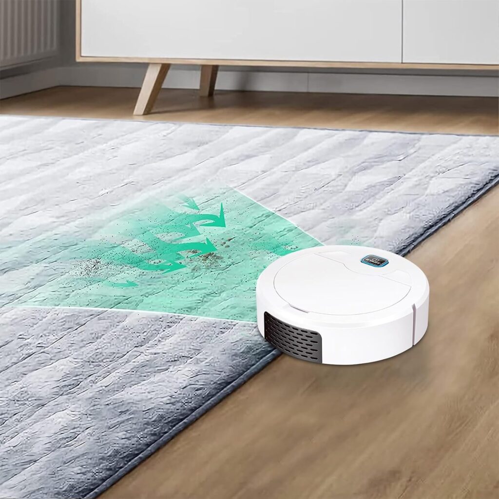 New Robot Vacuum  Mop Combo, 3 in 1 Robotic Vacuum Cleaner with Watertank/Dustbin/Brush, Blocked by Hair, Remote/App, Ideal Robot for Hard Floor/Pet (White)