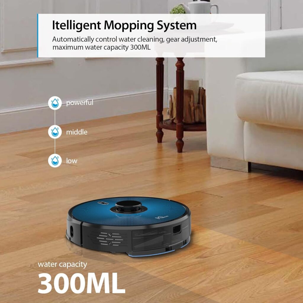 NGTeco Robot Vacuum Cleaner 2-in-1 Sweep and Mop 4200Pa Super Suction Quiet Robotic Vacuums,Laser Navigation,Multi-Floor Mapping,Self-Charging,Good for Pet Hair,Carpet and Bedroom，Works with Alexa